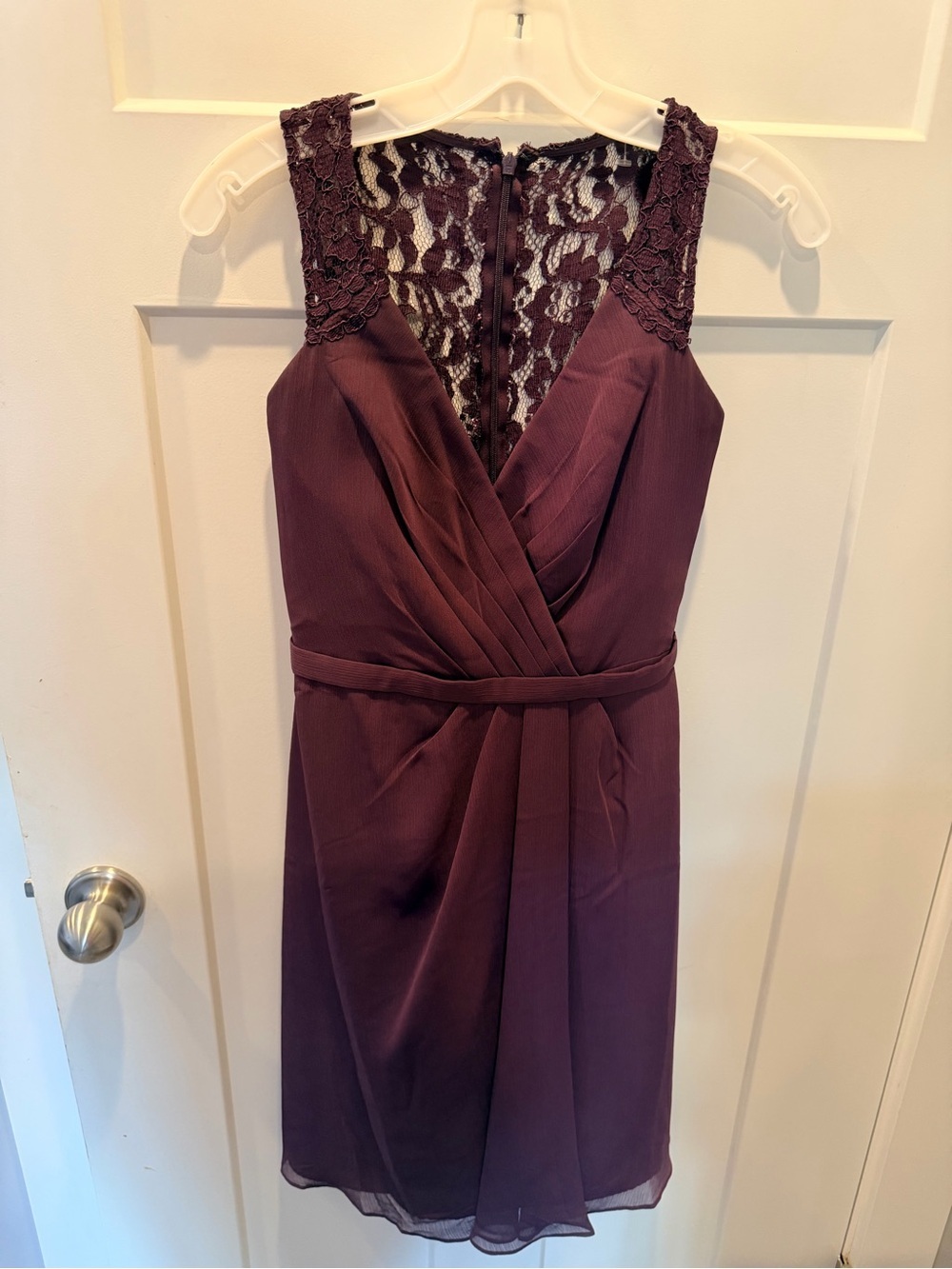 David’s Bridal Plum Lace Chiffon Bridesmaid Dress Size 0